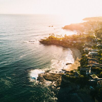 Southern California coastline at sunset