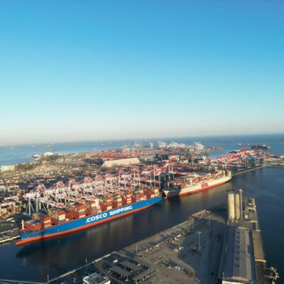 Cargo ship near the port - LA and Long Beach port truck accidents